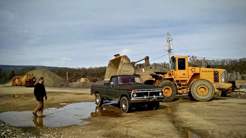 Farm truck at the gravel pit