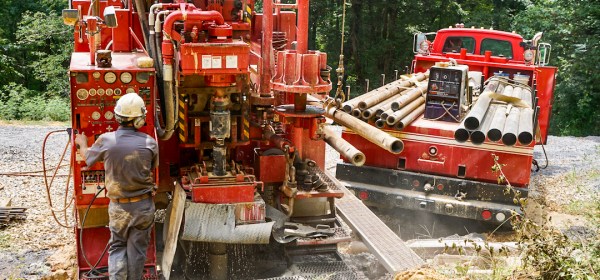 well drilling trucks drilling a well in east Tennessee