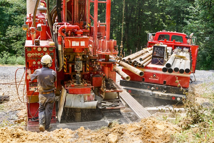 well drilling trucks drilling a well in east Tennessee