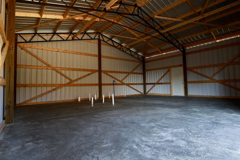 inside of barn with polished concrete floor