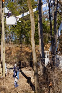 linemen pulling power line