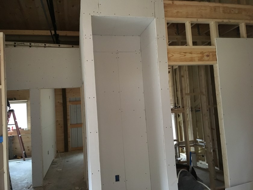 construction of new house with drywall
