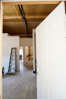 interior of mountain cabin with drywall hung