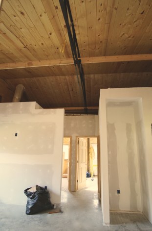 interior of mountain cabin with finished drywall