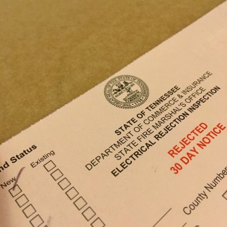 rejected notice for electrical inspection